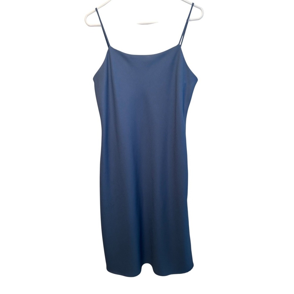 Spanx Womens Blue Knit Slip Midi Dress Shapewear Large Slimming Stretch